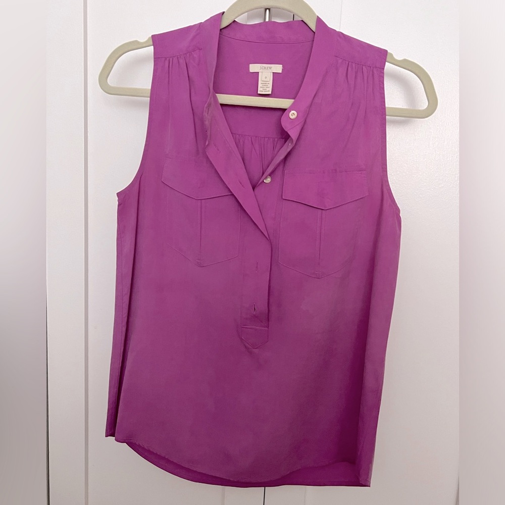 Purple Silk Sleeveless J. Crew Blouse